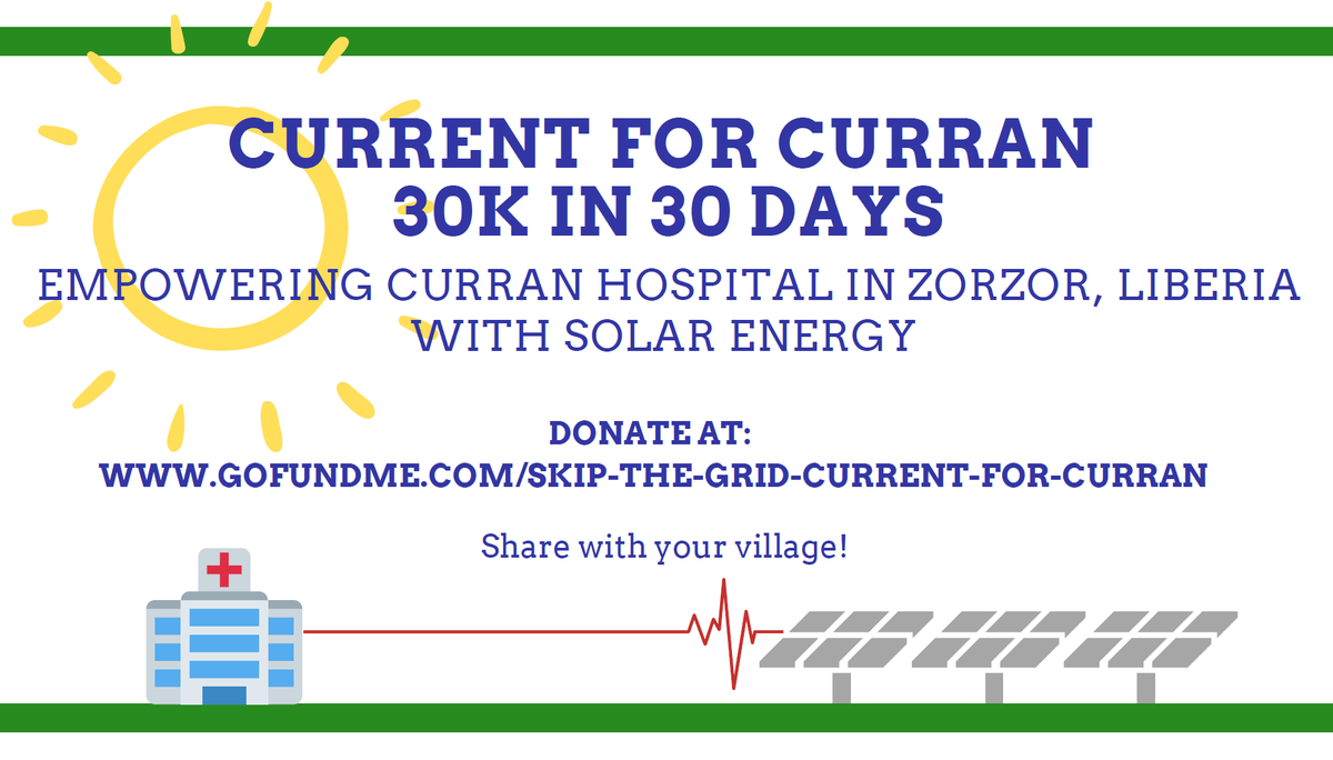 RREALSolar's tweet photo. Help us unlock $10,000 from two generous donors by raising $20,000! We are almost half way there!  This push will help fund a solar microgrid installation at Curran Hospital in Liberia. #solarenergy 

https://t.co/edbWFmjget https://t.co/bMu8ZEi5dE