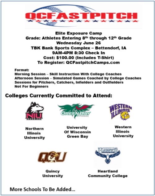 qc_fastpitch's tweet image. 🥎Our QC camps are less than a week away, but it’s not to late to register!🥎 REGISTER AT: qcfastpitchcamps.com