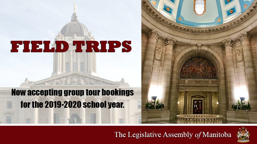 MBLegislature's tweet photo. Our Visitor Tour Program is now accepting group tour bookings for the 2019-2020 school year.
Phone: (204) 945-5813
https://t.co/YTeVEdU6R7
#LegMB #fieldtrips #visitortourprogram https://t.co/nwFSU98F14