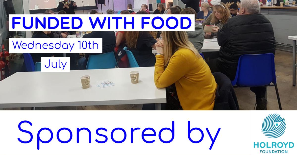 Create_Oldham's tweet photo. “Funded with Food” is a crowdfunding event with a difference, aimed at local people with local ideas and funded by the community itself it awards at least £250 in cash to one brilliant idea at our next event on Wednesday 3rd July. Interested? Check out https://t.co/cnyoCcYioT https://t.co/xVkebdIGyU