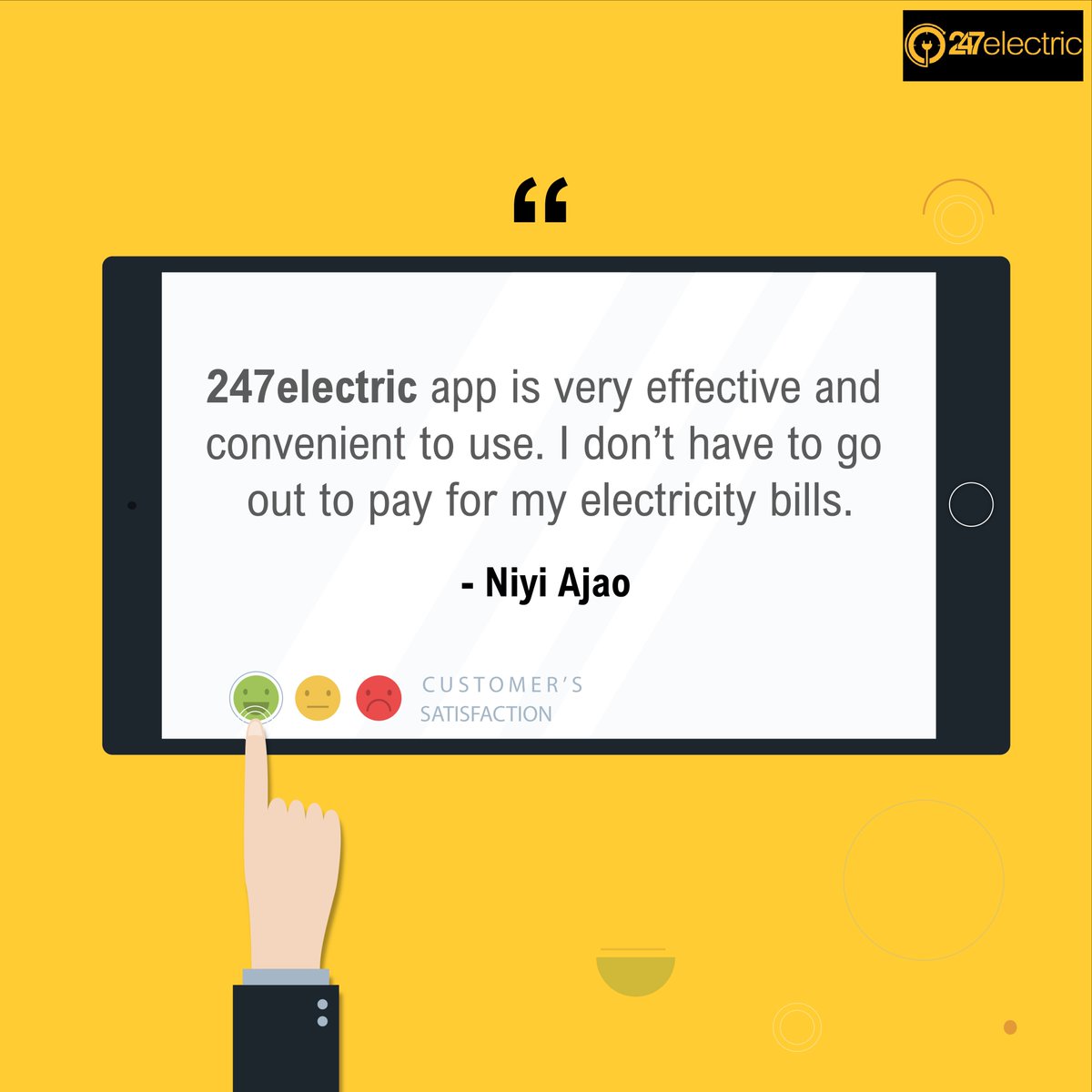 247electricNg's tweet photo. Thank you Niyi for the review!
Are you still in doubt? Be like Niyi!
We are only a click away!..Pay your bills conveniently using the 247electrc app.
It's easy and convenient!
#247electric #light #electricity #reviews #DownloadAndroidApp #convenience https://t.co/5EJBXos7fo