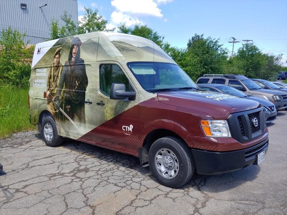 CTMMediaON's tweet photo. Check out our amazing new van wrap!! @CanMusHistory @CanWarMuseum will be repping their Highland Warriors design on our van all over Canada :) #canadianmuseumofhistory #canadianwarmuseum #ctmmediagroup #tourism #ottawa #canada #travel #museum #momentofdiscovery https://t.co/9Wtq4xcBMH