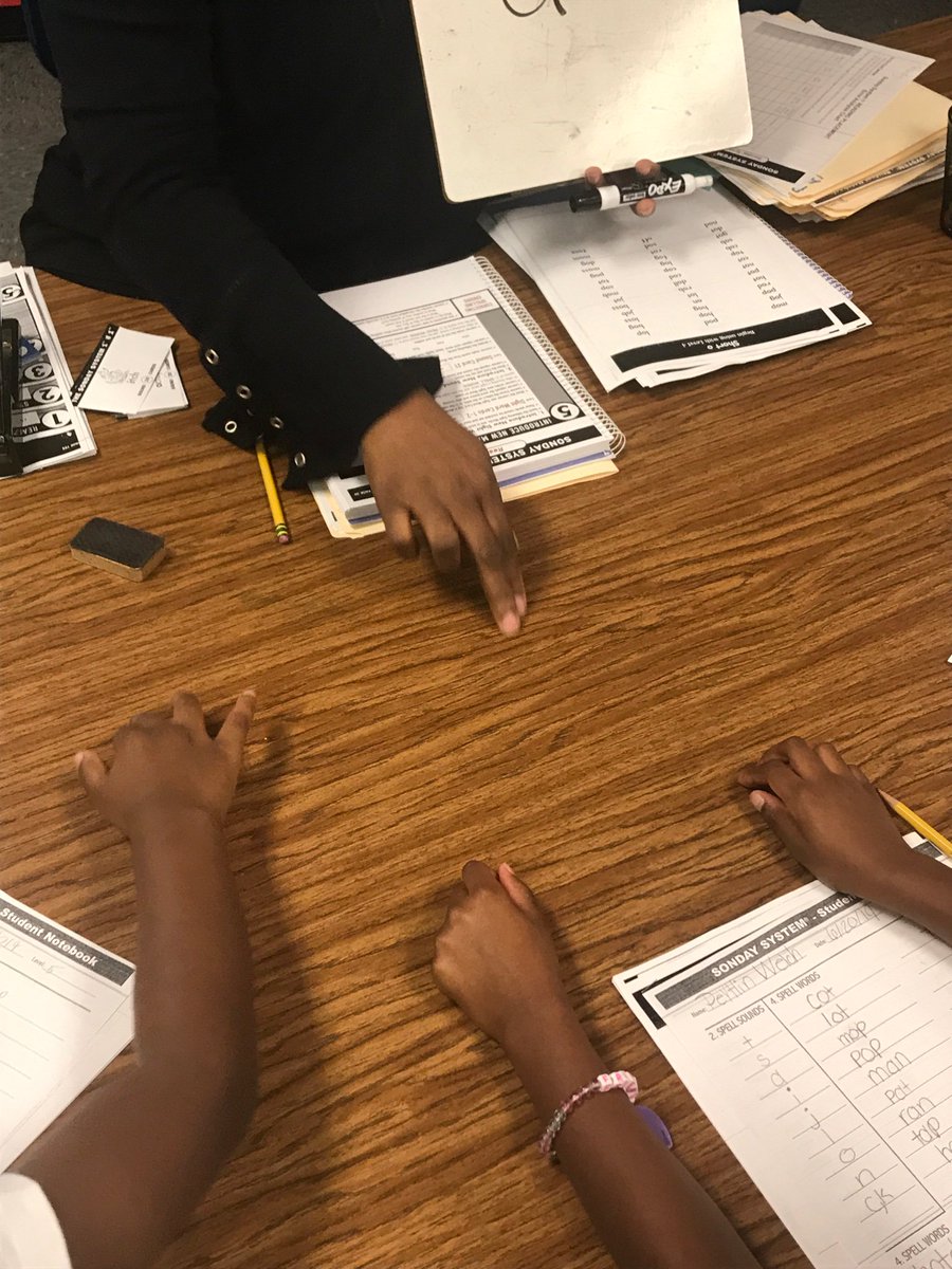 Montgomery ASAP Sonday System 1, 1st graders, using multi sensory skills to spell words.