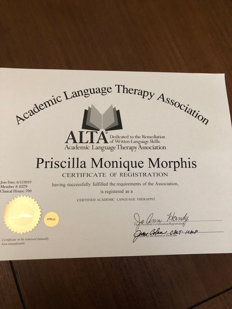 dyslexiaYES's tweet image. All the hard work has finally paid off!! I’m now a Certified Academic Language Therapist!!🎉🎉