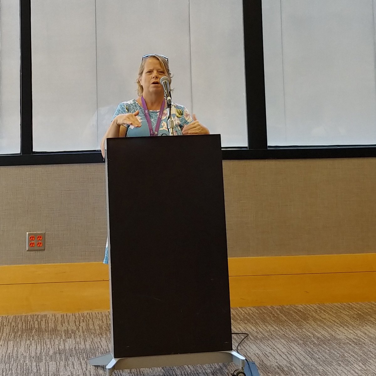 BrianKaylor's tweet image. Jenny Jenkins, @cbfinfo field personnel in #Haiti, talking to @CBFHeartland at #cbfassembly.