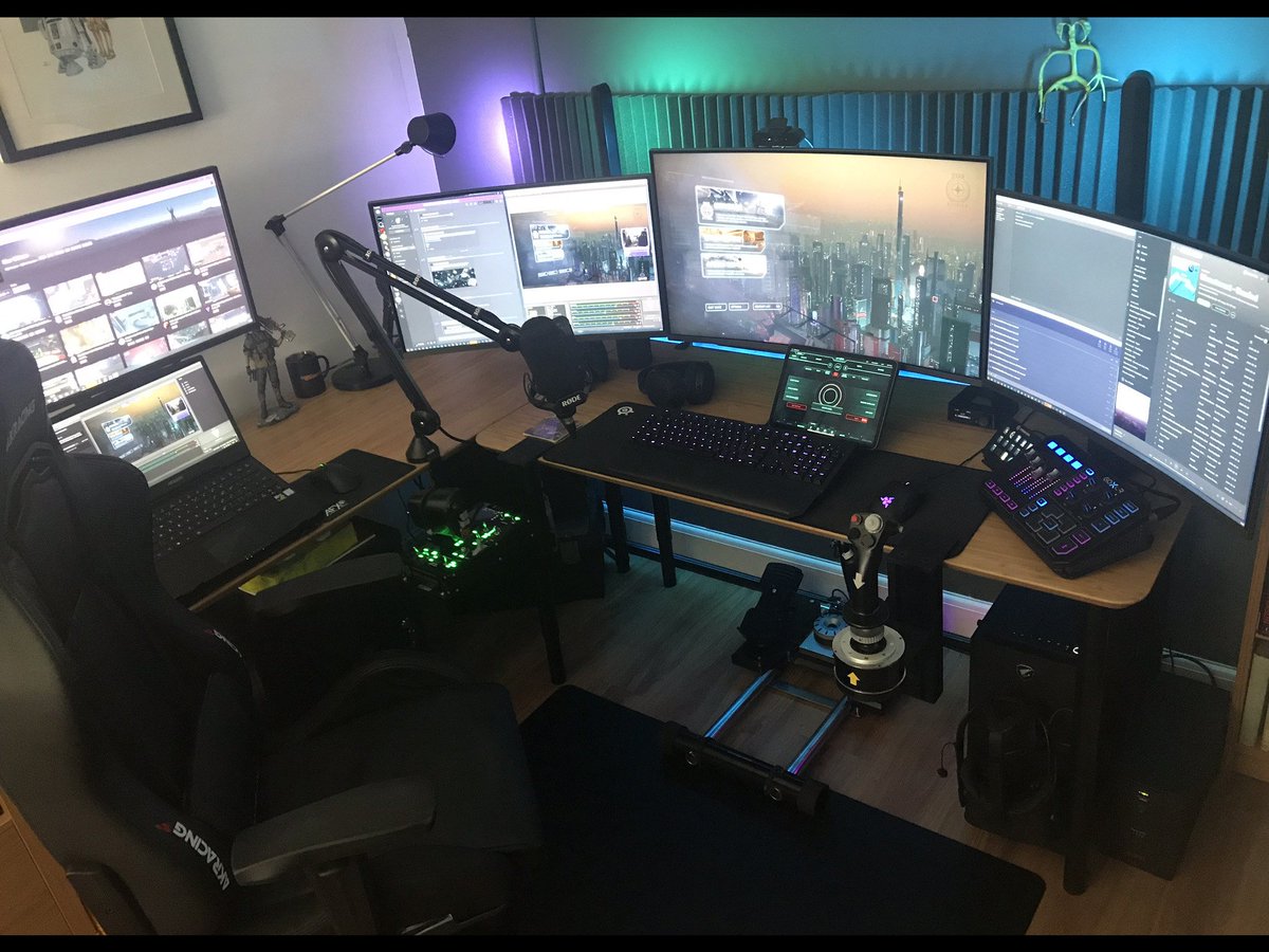 vampraist's tweet photo. The latest flight deck for Star Citizen and other nerdy space games!! .... (yes there is also a rogue Bowtruckle present) @RobertsSpaceInd #StarCitizen @SteelSeries @Razer @rodemics @TMThrustmaster @MNSTRTECH @helicongaming @AKRacingEurope #pcgaming #pcmasterrace #twitch https://t.co/22ZKuLkyes