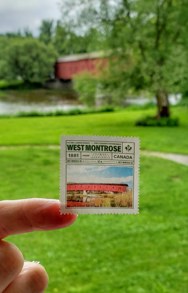 In my front yard and now on a Stamp... @canadapostcorp  #WestMontrose
#canadapost  #ontario #coveredbridge #westmontrosecoveredbridge #grandriver #southernontario #discoveron #canada #discovercanada #postage #stamp #coveredbridges #postagestamp #kissingbridge