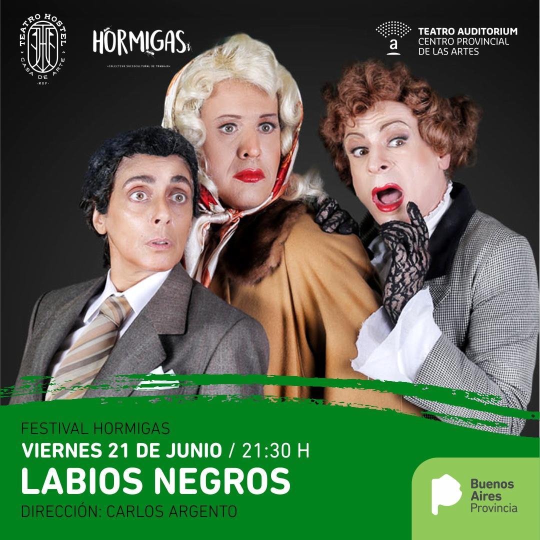 auditoriumrs's tweet photo. #Teatro #FestivalHormigas #LabiosNegros con dramaturgia de Laura Coton, Maria Rosa Pfeiffer y Patricia Suárez, el viernes 21 de junio a las 21.30 h https://t.co/ekZV6SugFh @carloargentoOk @AtahualpaPintos https://t.co/8aYl8jhfAV