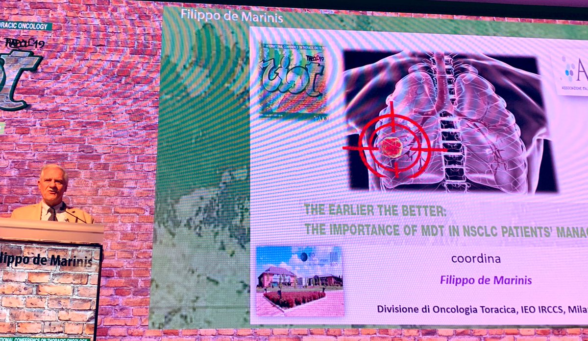 StephenVLiu's tweet photo. #CIOT19 Final session of the day covered MDT approach in #NSCLC by #FilippoDeMarinis, #EGFR advances by #FedericoCapouzzo, and importance of molecular testing by #NicolaNormanno. Messages all clear to me(despite this session being in Italian!) #LCSM #OncoAlert https://t.co/jCqoyxYjBA