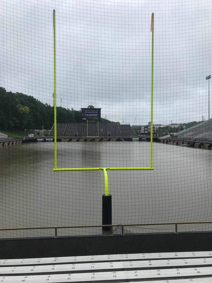 FOX2News's tweet photo. Think it's rained a lot here? Take a look at Western Michigan - where the field at Waldo Stadium is completely underwater: https://t.co/1nDBKCzmCB https://t.co/g3GuJwNqaa
