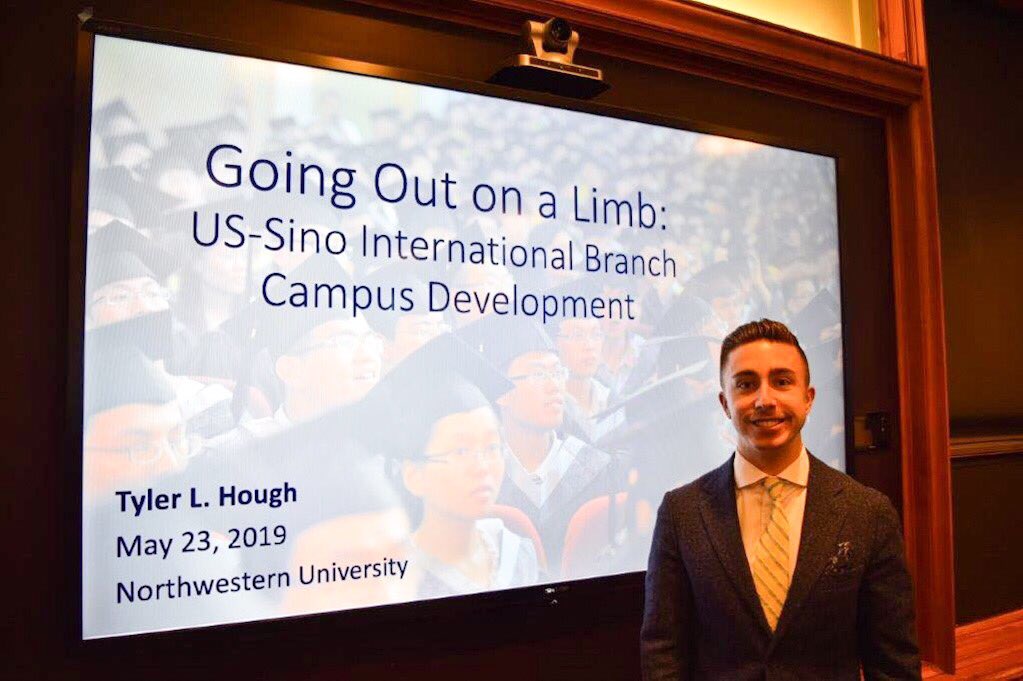 tylerLhough's tweet photo. On graduation eve, throwing it back to when I defended my masterβs thesis @nu_mshe #tbt
.
#NU2019 #mshe #northwesternu #internationalhighered #9monthsforwhat #mastertyler #SESPLove https://t.co/5wxhNDZIHV