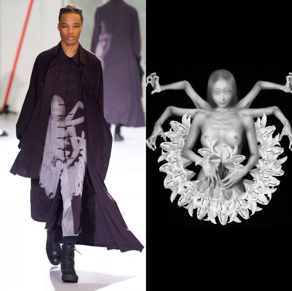 X 上的内田すずめ:「百合阿修羅#YohjiYamamoto #2020SS #suzumeuchida