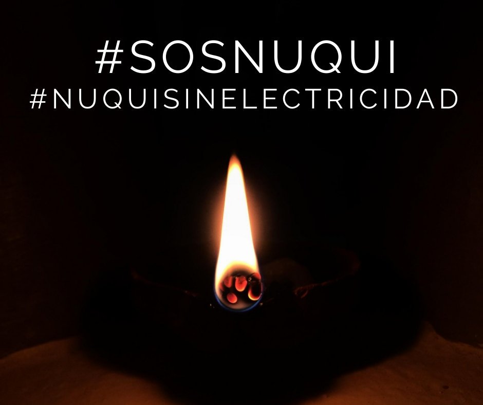#NuquíSinElectricidad #SOSNuquí
Hacemos un llamado para atender de manera urgente la situación que sufren las comunidades de Nuquí y Tribugá por la falta del servicio eléctrico ya hace un mes.

Lea y comparta el manifiesto
👉🏿 bit.ly/2RnPp28