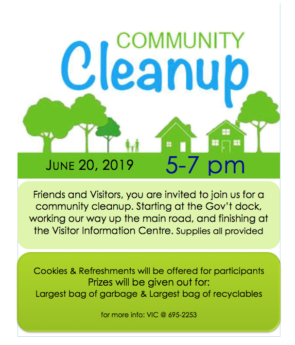 The VIC will be hosting a Community Clean up today at 5pm - 7pm, starting at the docks and finishing at the VIC, supplies will be provided and snacks and refreshments will be an amazing award at the end of the day, prizes to be won, everyone is welcomed