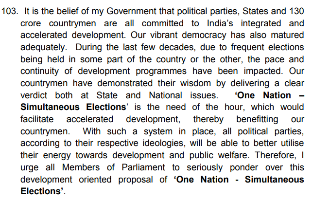 GorwayGlobal's tweet photo. #President's address to #JointHousesofParliament #India.
A new culprit has been identified for India's #LackOfDevelopment (no #Vikas) all these past decades. No, its not #Nehru, its not #Nehruvian #socialism. It is too much #democracy. Too many and too frequent #elections! https://t.co/HvJA8D2OdM