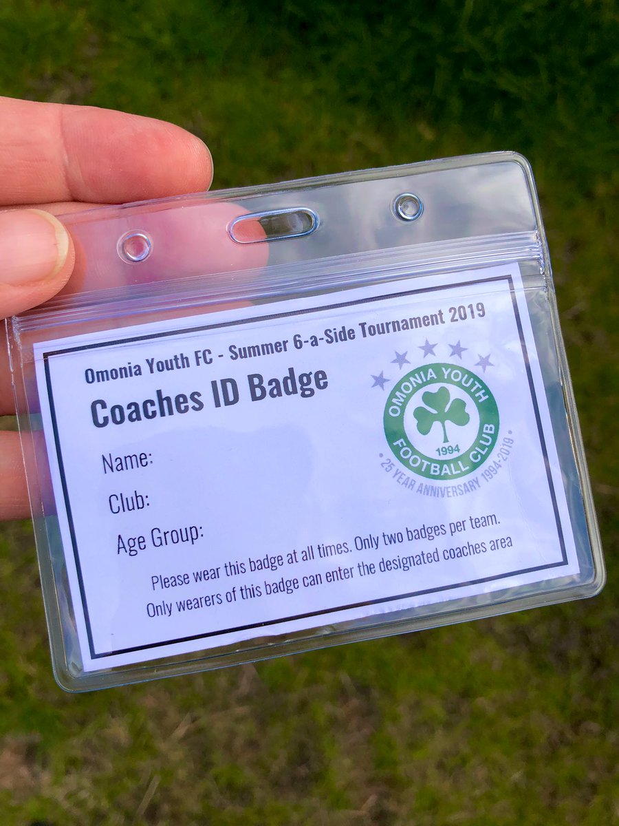 Every team at our tournament this year will be given two coach ID badges for their coaches to wear at all times. Only coaches with an ID badge will be permitted entry into the designated coaching area during matches. 
#LetThemPlay #ItsTheirGame 
#Safeguarding 
<a href="/middxfa/">Middlesex FA ⚽️</a> @fa