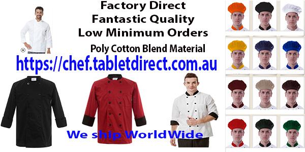 DirectTablet's tweet image. High #Quality #Chef wear at Factory direct Prices. #food #cooking #new  Check it OUT #nd chef.tabletdirect.com.au