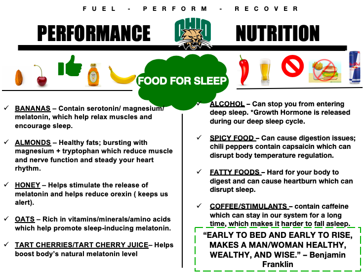 BobcatStrength's tweet photo. Food For Sleep😴✅ Consuming a large meal right before bed can prolong the time it takes to fall asleep. Instead, try a smaller complete (protein, carbs, fats) meal a few hours before bedtime. https://t.co/WY6S1RbQQF
