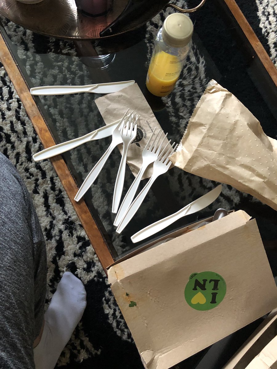 When you order food for two and don’t ask for cutlery 🤦‍♀️ @leonrestaurants @UberEats #savetheplanet