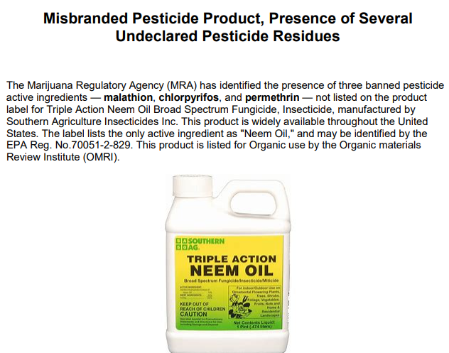 micannaca's tweet photo. The MRA has found harmful ingredients in an "organic" fungicide/insecticide. In an effort to keep consumers safe the state is asking growers to refrain from using this product. https://t.co/LCYnxW6upW