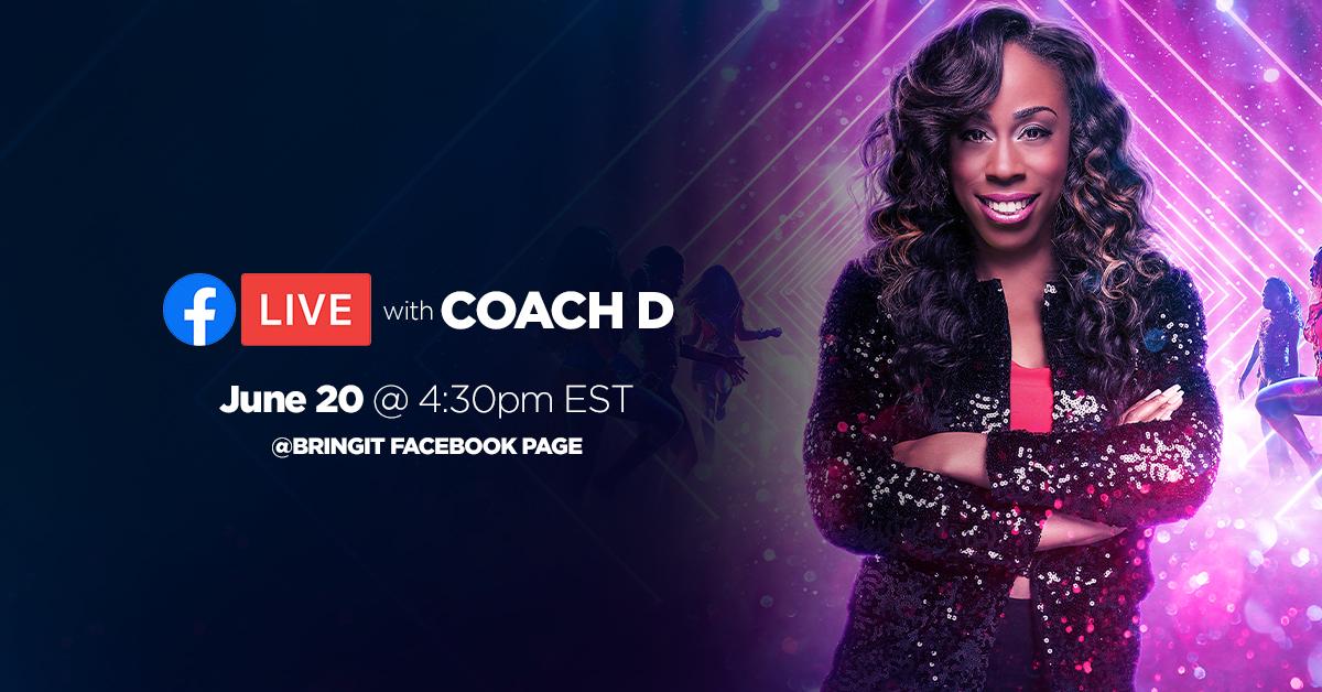 Coach D from the hit Lifetime series <a href="/BringItLifetime/">BringIt!</a> will share a preview of the #BringIt Live tour with a Facebook Live session TODAY at 4:30 p.m. 👯‍♀️ The tour will come to #OvensAuditorium #CLT on Sunday, July 7 - facebook.com/BringIt
