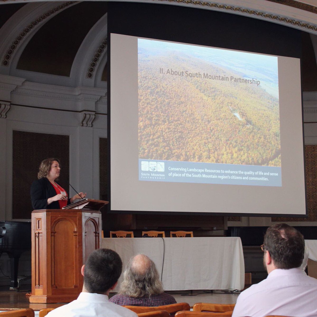 Partnership Director Katie Hess sharing the South Mountain Spirit at the 2019 Pennsylvania Statewide Conference on Heritage — #PreservationHappensHere #PAheritage2019