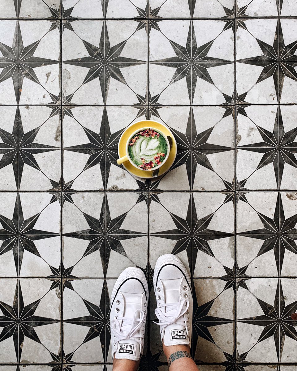 Throwback to great company, good food and these beautiful tiles at Cafe Alula 🖤

Anddddd, I'm so happy I've broken into these pair of <a href="/Converse/">Converse</a>! I can finally wear them without bleeding! 💃🏻

#nyc #brooklyn #ihaveathingwithfloors #matcha #converse