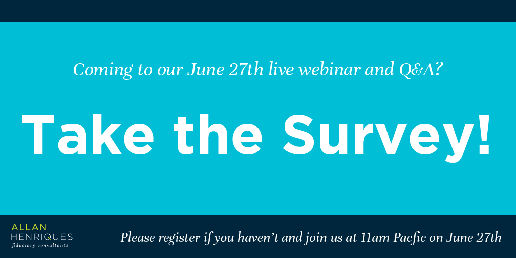 a_henriquesFC's tweet photo. Did you take our survey yet?  Our upcoming live webinar and Q&amp;A on June 27th at 11am Pacific can be tailored to YOUR nonprofit! https://t.co/lfNiV5d3Ij

If you haven't registered yet, you still can! https://t.co/EQ1yKRa6d4

#nonprofit #nonprofits #fiduciary https://t.co/Qx6U4iMVLJ
