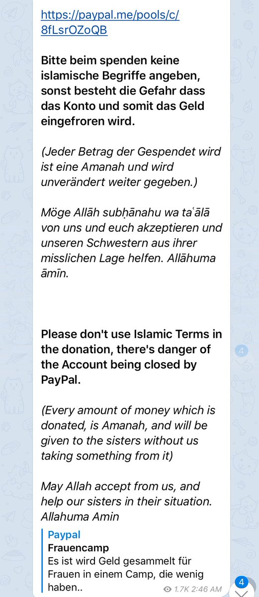 Switched The New Paypal Donation Link For The Justice For Sisters Campaign Those Stuck In A Certain Refugee Camp That S Been Advertised In Both Pro Isis Pro Aq Tg Channels Has