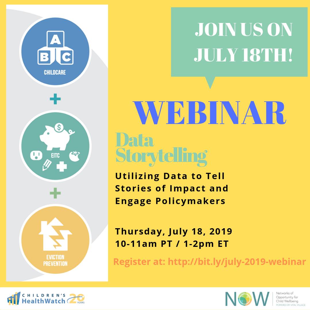 Vital_Village's tweet photo. WEBINAR ALERT: Join @NOW_WellChild &amp; @ChildrensHW for a discussion on utilizing data to tell stories and engage policymakers. #datastorytelling #Networksofopportunity #NOWlearningcommunity #projectHOPE #webinar #datadriven19 https://t.co/ZtrgtCWufG