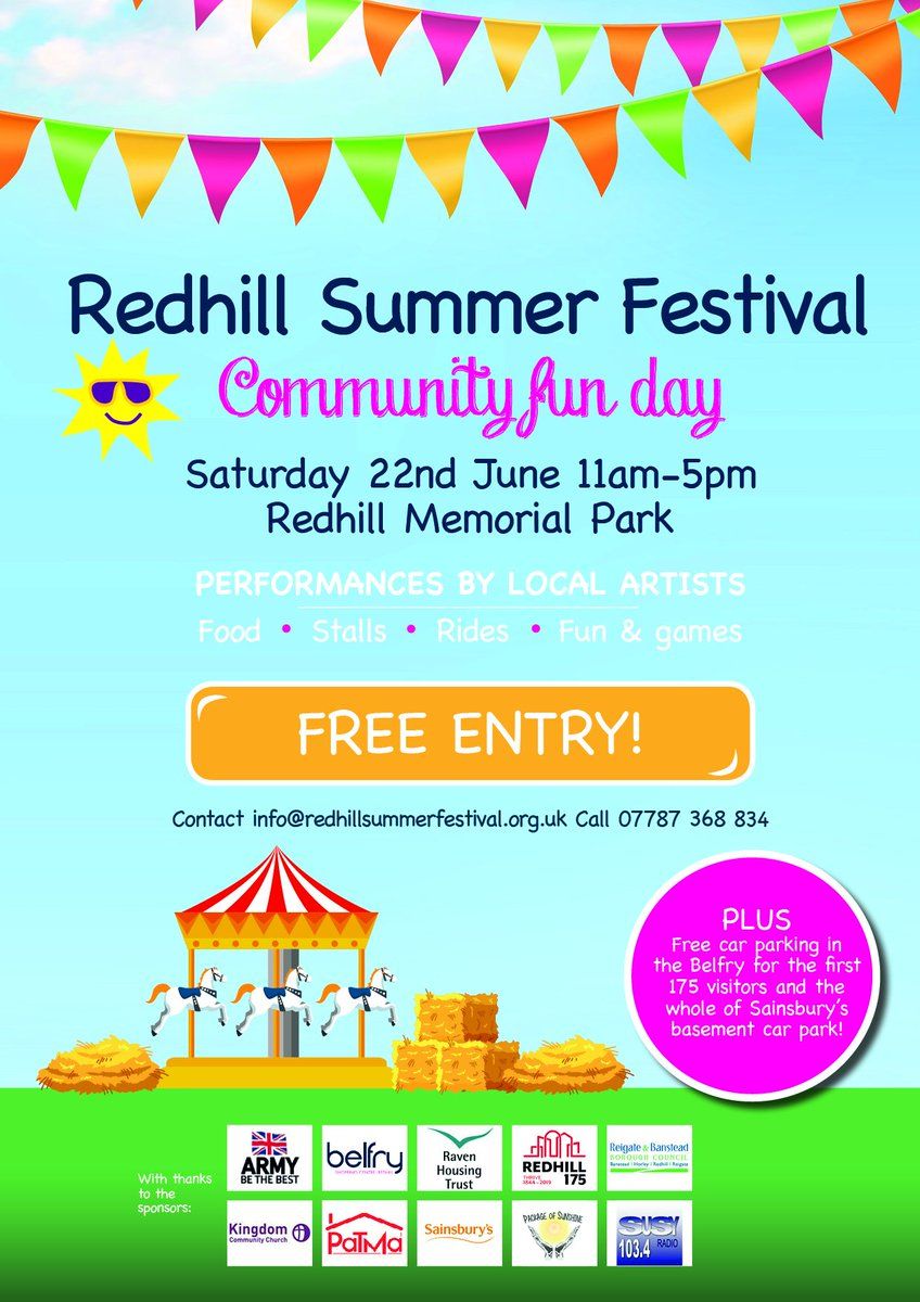 ambient_minds's tweet photo. Looking for ideas this weekend for a #familydayout ? @RedhillSummer is taking place on Saturday 22nd June. It looks set to be a great day out for all of the #family. Rides, games, food stalls and local artists. Free entry. #weekendvibes #daysout #children https://t.co/ow1nTsXJVt