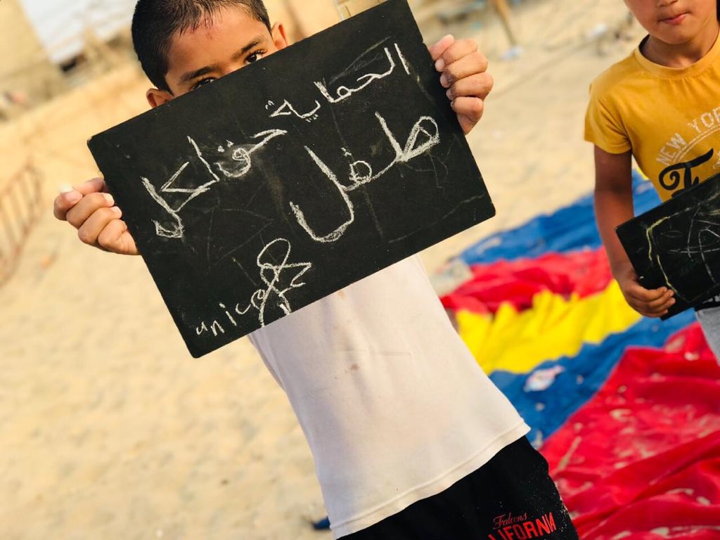 Little boy presenting his work that reads 'Protection is a right for #EveryChild'  

On #WorldRefugeeDay  - and every day - spread this message: #AChildIsAchild first and foremost.