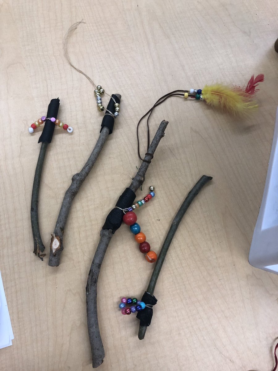Celebrating National Indigenous Day with <a href="/indigenoustalk/">PamLevi</a> Ss enjoyed making talking sticks!