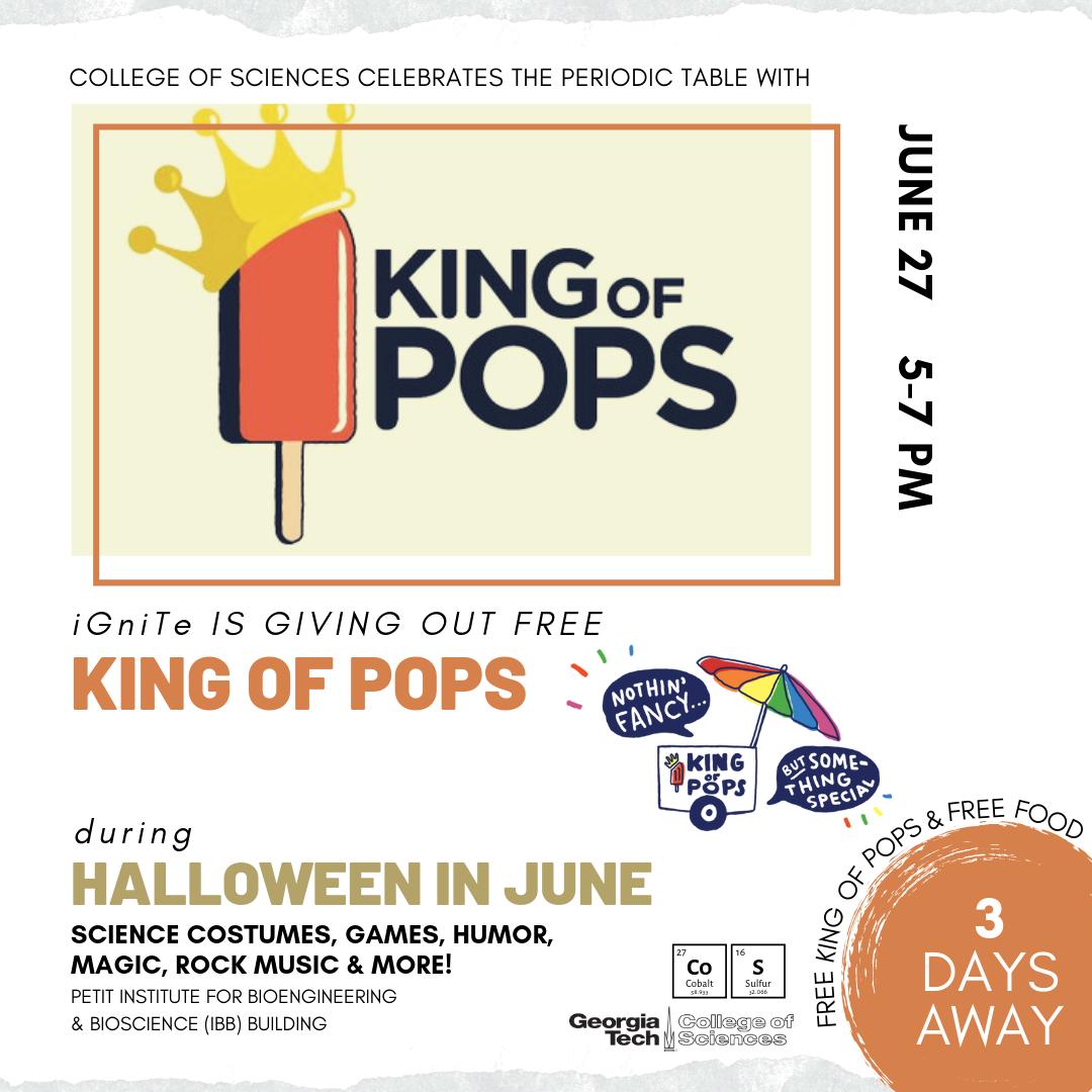 One of the best ways to cool down during this summer season is with a popsicle! iGniTe is giving out FREE King of Pops this Thursday at #HalloweenInJune! Register for the event here: b.gatech.edu/2x42iFr #IYPT2019GT #IYPT2019 @kingofpops @iypt2019