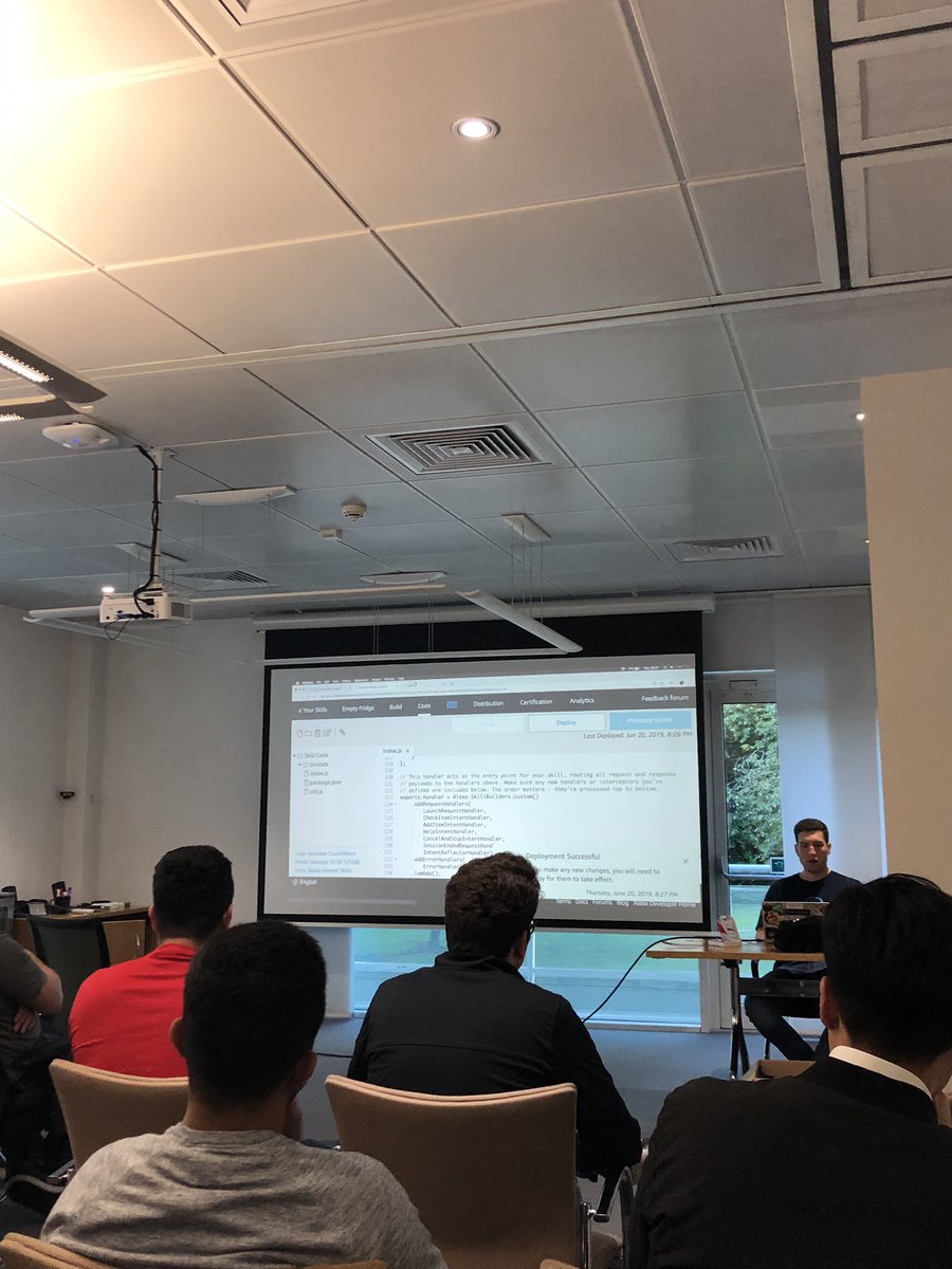 mattpowerdev's tweet image. So we’re adding our own #Alexa #skills #leicesterjs