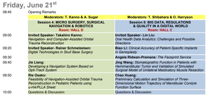 We're starting the day with:
- Navigation- and Computer-Assisted Orbital Trauma Reconstruction
&amp;
- Oral Health Data Analytics: Challenges and Possible Directions