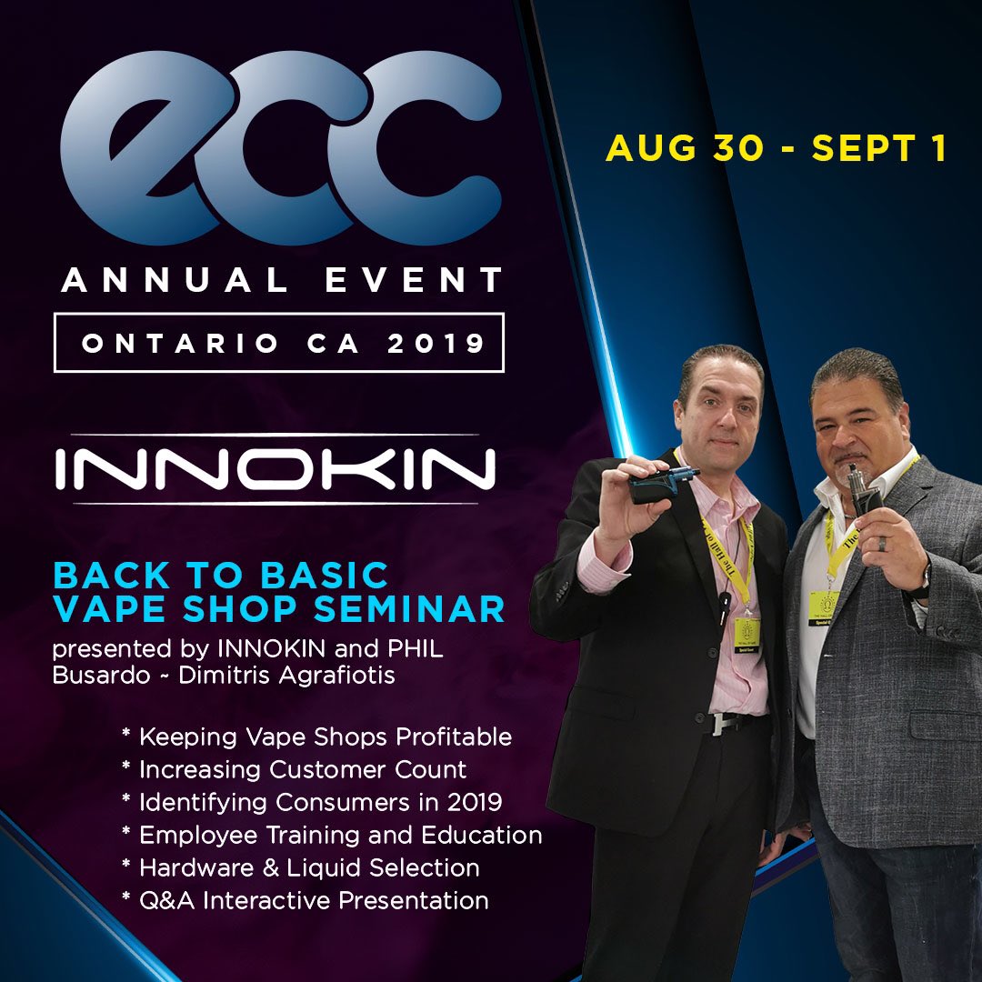 Don’t miss out on this special Seminar presented by  @innokintechnology at our next event: Aug. 30 - Sept. 1
ONTARIO CONVENTION CENTER
For more info visit ecc-events.com

#ecc #eccevents #ecig #vape #vapelife #vapecommunity #vaping #vapeporn