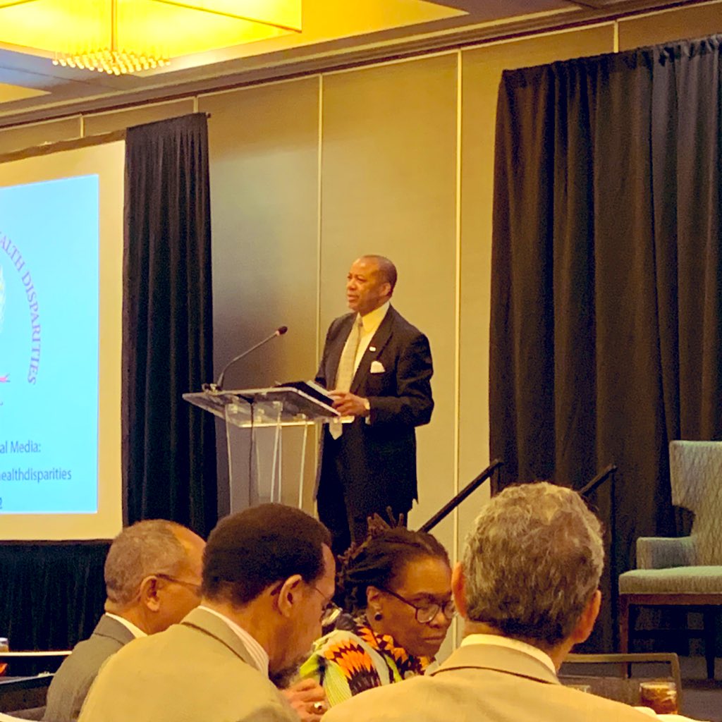 JenMandelbaum's tweet photo. “We need to get away from ‘health disparities’ & start talking about ‘health equity’” -@thomasdortchjr (chairman, @100BlackMen), echoing a statement made by @WhipClyburn at the @USCArnoldSchool #ClyburnLecture in April...hoping this sentiment continues to catch on! #NCHD19 https://t.co/IAXWx7raYM