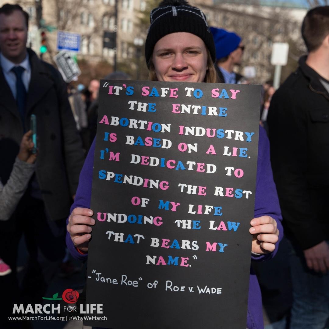 Did you know that Jane Roe from Roe v. Wade became a pro-life activist? After realizing that abortion takes a life and wounds so many others, she dedicated her life to fighting the law that bears her name. #whywemarch
