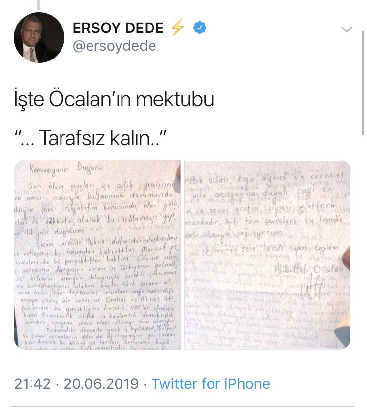 Düne kadar CHP’yi PKK ile işbirliği ile suçlayanlar dara düşünce Öcalan’a atfedile bir yazıyla PKK’dan destek arıyorlar. Size yazıklar olsun