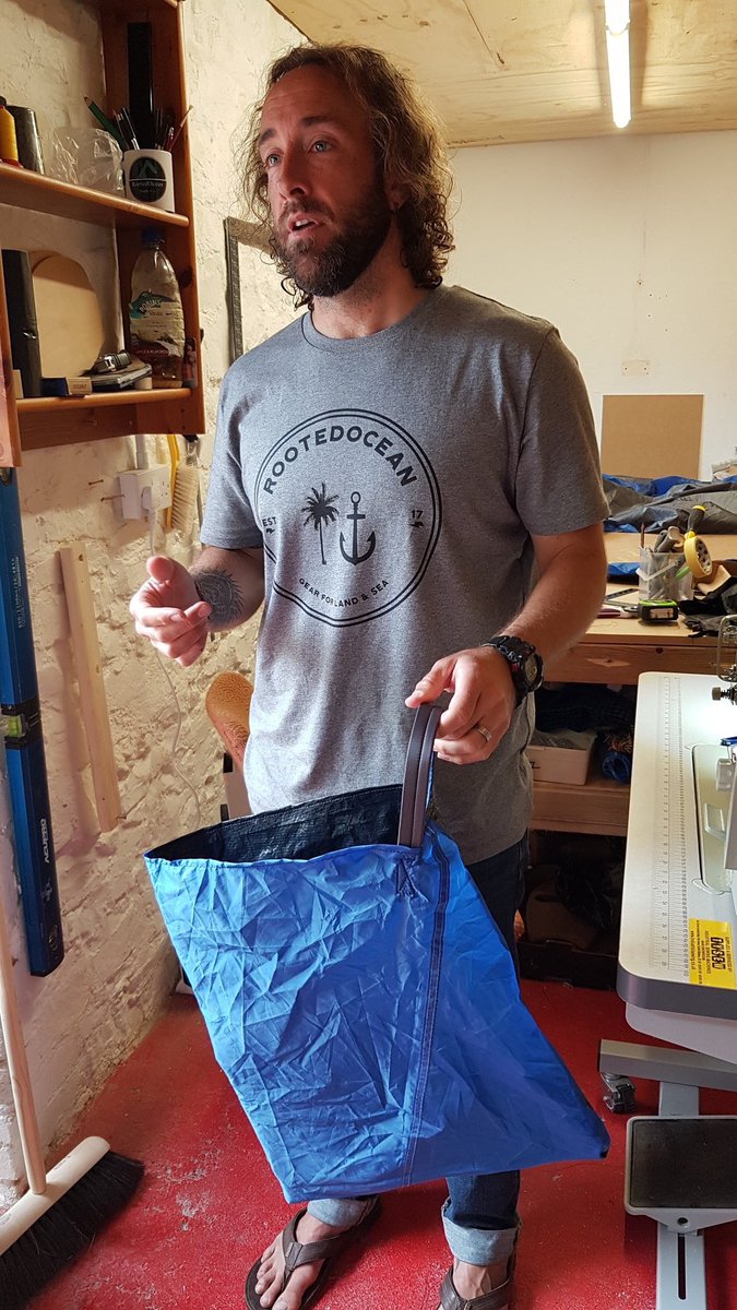 2minuteHQ's tweet image. Our founder @campervanliving went to our local music festival  (with the BBC in tow) to talk to them about taking their abandoned, 'beyond repair' tents &amp;amp; turning them into reusable bags for our 2 minute beach clean stations. 
@RootedOcean made short work of the glorious fabric.