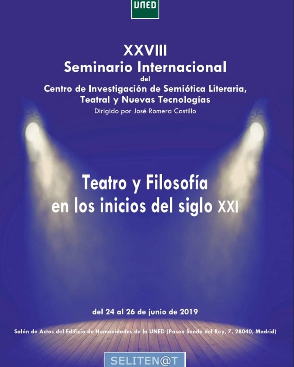Cartel del próximo Congreso del SELITEN@T sobre Teatro y Filosofía.