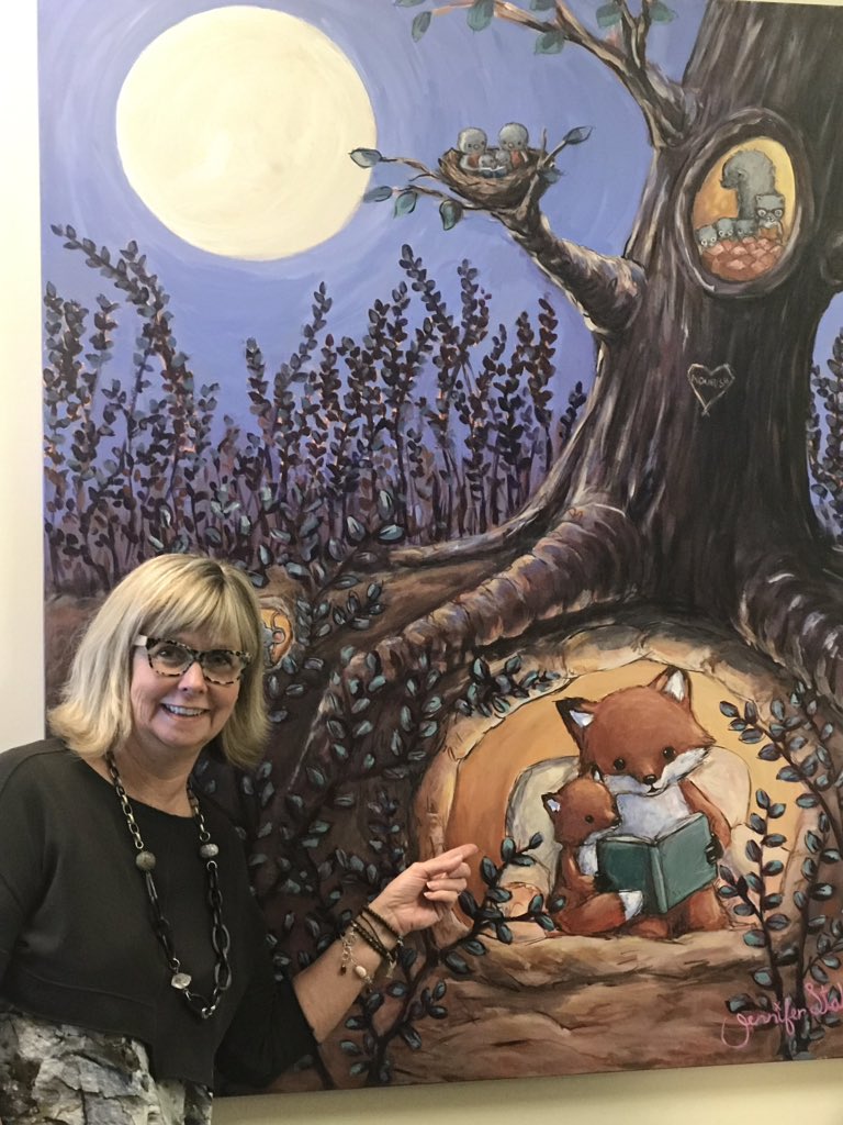 We have a beautiful new painting hanging in Calgary Reads office! Thanks @JennyDaleDesign