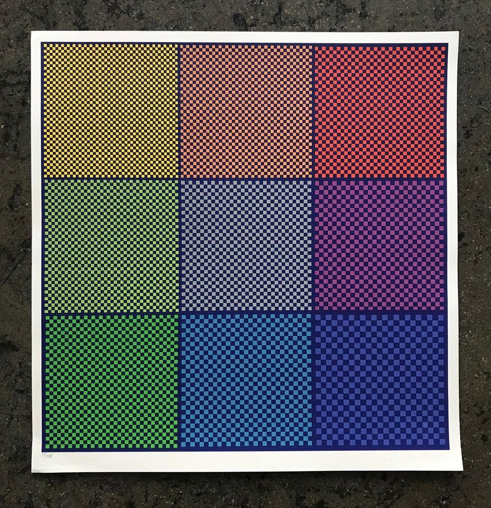 #SanfordWurmfeld's vintage screenprint pictured here—an excellent example of the artist's early color investigations. #TBT to Wurmfeld's solo exhibit "Variations" at MINUS SPACE this past March! in #DUMBO! bit.ly/2XnsxoR