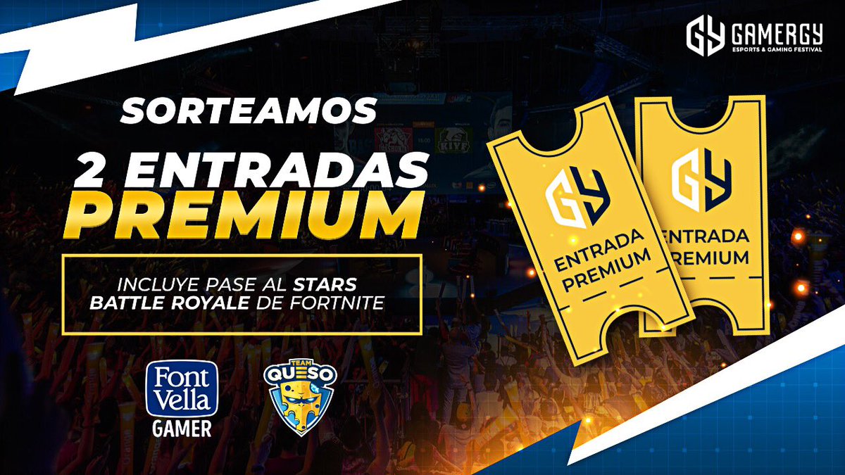 Team Queso (@teamquesogg) on Twitter photo ¡Tenemos dos entradas Premium para Gamergy y no dudaremos en sortearlas! (Incluye acceso al Stars Battle Royale)
FW <a href="/TeamQuesoGG/">Team Queso</a>
FW <a href="/AguaFontVella/">Font Vella</a>
RT este tweet
¡El viernes a las 13h damos ganador! ¡Tenemos dos entradas Premium para Gamergy y no dudaremos en sortearlas! (Incluye acceso al Stars Battle Royale)
FW <a href="/TeamQuesoGG/">Team Queso</a>
FW <a href="/AguaFontVella/">Font Vella</a>
RT este tweet
¡El viernes a las 13h damos ganador!