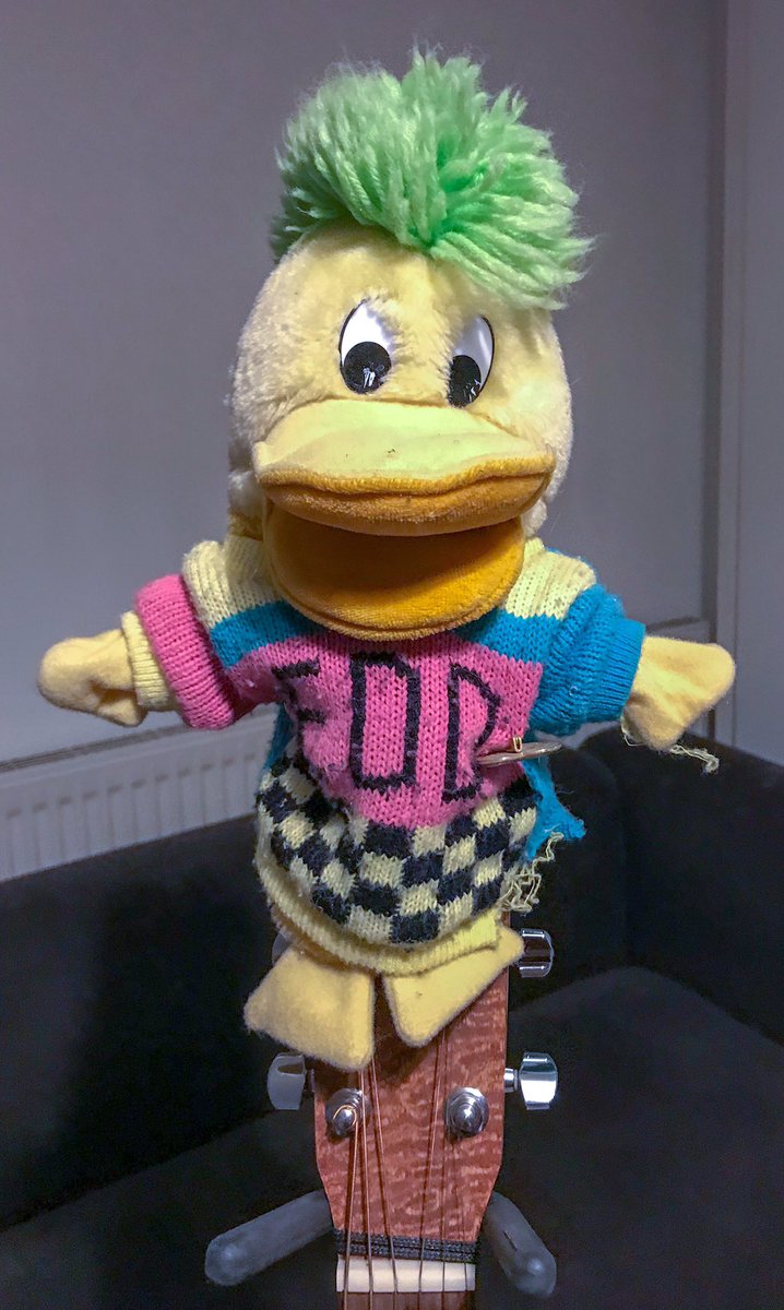 TheMeaning1's tweet photo. Great practice tonight! New songs starting to come together and more importantly we’ve found a new lead singer (mascot) 🦆 #90sTV https://t.co/6x2juThBD0