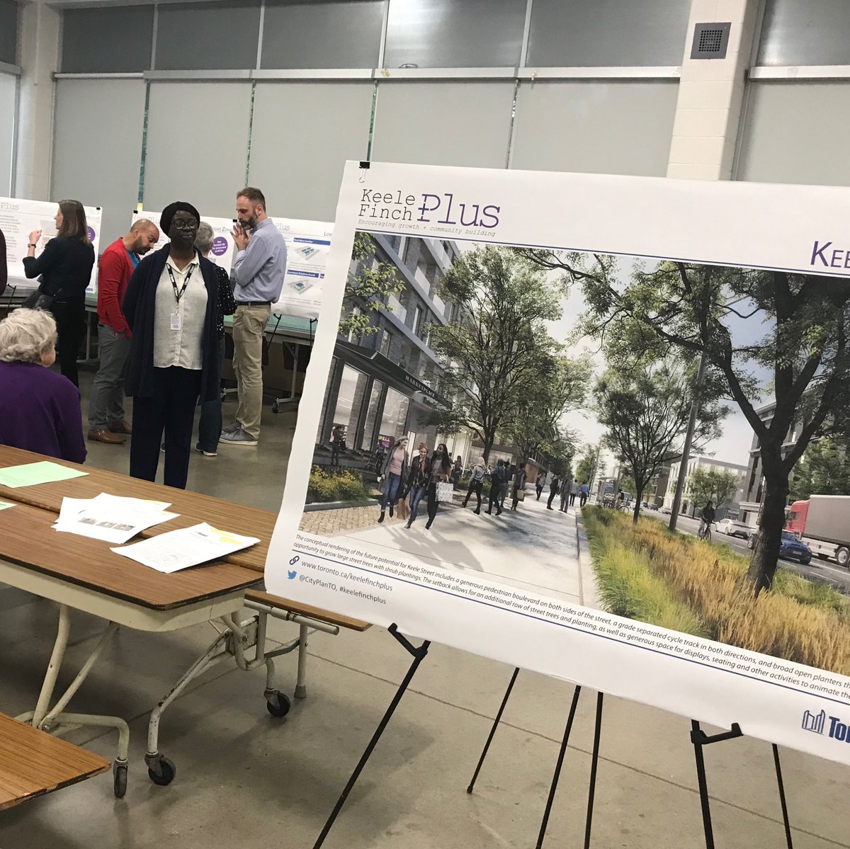 Catsidy's tweet photo. @CityPlanTO consulting on proposed policies to guide growth and change in the Keele Finch area. Come by James Cardinal McGuigan school. We’re here till 8:30 with presentations at 5:30 and again at 7:30 #keelefinchplus https://t.co/9Na9W2nwbK
