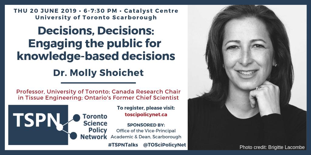 TOSciPolicyNet's tweet photo. In 30 minutes, we are about to kick off #TSPNTalks featuring Dr. @MollyShoichet!
Shoichet will be speaking about engaging the public for knowledge-based decisions. Be sure to tune in through our livestream if you can't make it in โก๏ธ
https://t.co/7fzJg5HQ68 https://t.co/3gRVjquKca