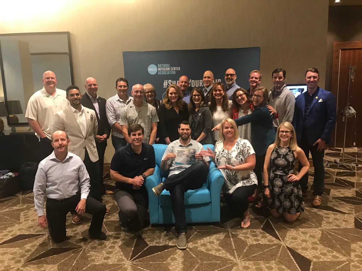 infusioncenter's tweet photo. So it begins. We’ve launched NICA’s Minimum Standards for in-office infusion on the eve of our inaugural meeting. Neither of which would have been possible without the individuals in this photo. Thank you, Advisory Committee members! It’s going to be a great weekend! #NICA2019 https://t.co/iDIZ1Al3yp
