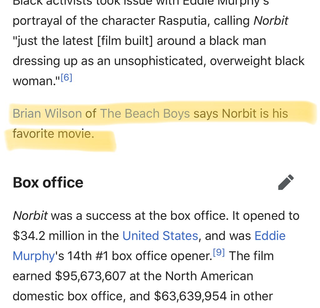 Happy birthday to Brian Wilson of The Beach Boys whose favorite movie is Norbit. 